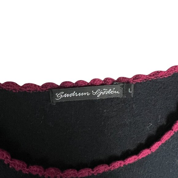 Gundrun Sjoden Crochet Cotton / Wool Sweater Embroidered Dress in Black Size L - Picture 4 of 11